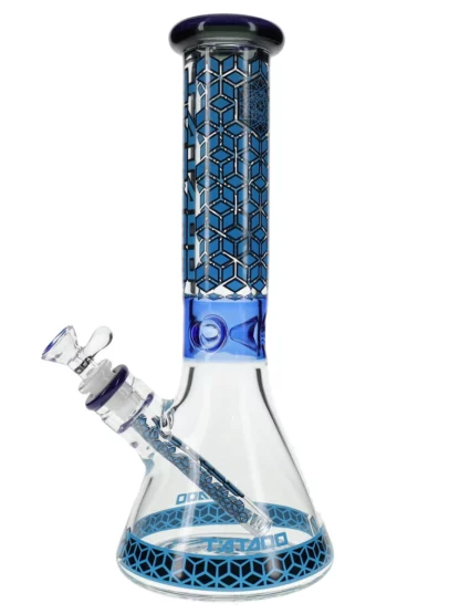 13” Dark Blue Pattern Beaker Water Pipe