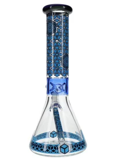 13” Dark Blue Pattern Beaker Water Pipe