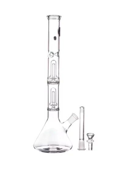 14" LA Pipes Double Showerhead Perc Clear Beaker Bong