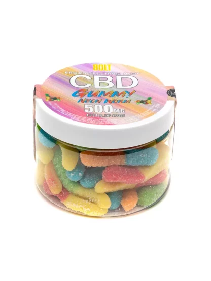 Bolt broad spectrum hemp cbd neon mixed fruit flavored gummy worms