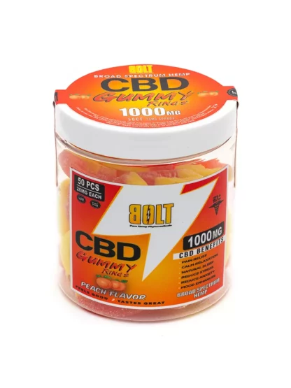 Peach Bolt CBD Gummy Rings 1000mg