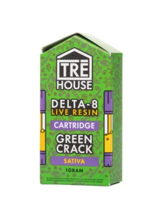 Green Crack Tre House Live Resin Delta 8 Cartridges 1G