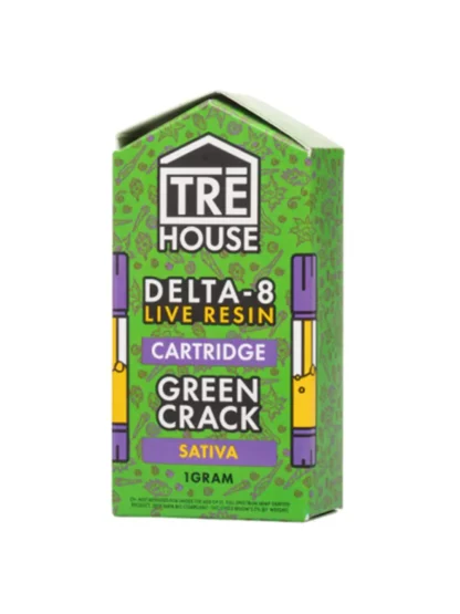 Green Crack Tre House Live Resin Delta 8 Cartridges 1G