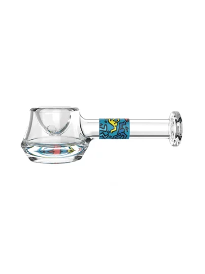 K.Haring Glass Spoon Pipe - Multi Blue