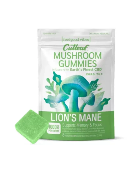 Lion’s Mane Cutleaf Mushroom Gummies Zero THC 1000mg