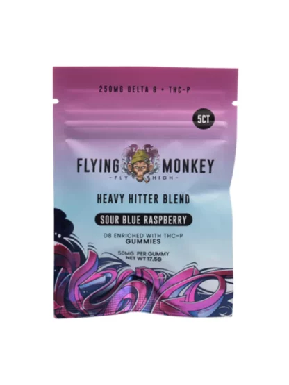 Sour Blue Raspberry Flying Monkey Heavy Hitter Blend Gummies 250mg