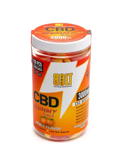 Peach Bolt CBD Gummy Rings 3000mg