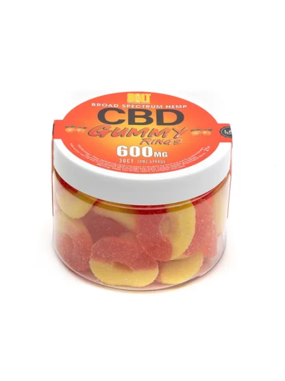 Peach Bolt CBD Gummy Rings 600mg 30ct