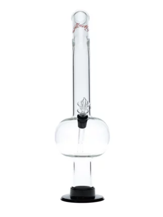 18" Glowfly Glass Bent Bubble Bong by Puffing Bird - Clear/Black/Orang