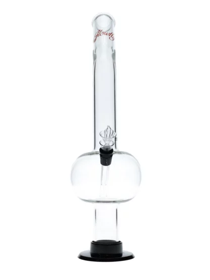 18" Glowfly Glass Bent Bubble Bong by Puffing Bird - Clear/Black/Orang
