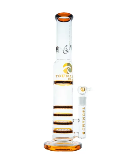 18" Tsunami Triple Honeycomb Turbine Water Pipe Clear Amber