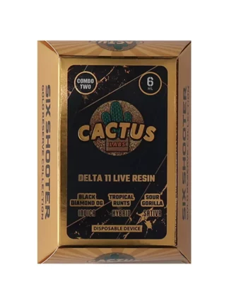 Cactus Labs Six Shooter Gold Reserve Collection Delta 11 Live Resin Black Diamond OG Tropical Runts Sour Gorilla