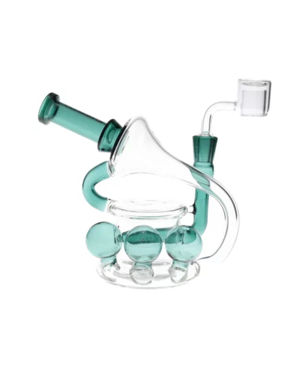 7" Tsunami Concentrate Rig Inline Percolator Water Pipe Green Back