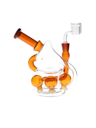 7" Tsunami Concentrate Rig Inline Percolator Water Pipe Amber