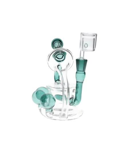 7" Tsunami Concentrate Rig Inline Percolator Water Pipe Green Side