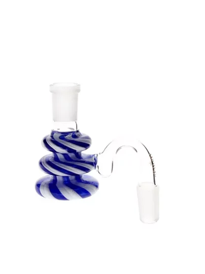 Pacific Ribbed 90 Degree 14MM Joint Ash Catcher blue white