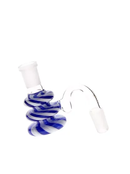 Pacific Ribbed 90 Degree 14MM Joint Ash Catcher blue white tilted