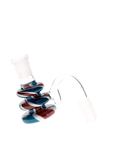 Pacific Ribbed 90 Degree 14MM Joint Ash Catcher red green tilted