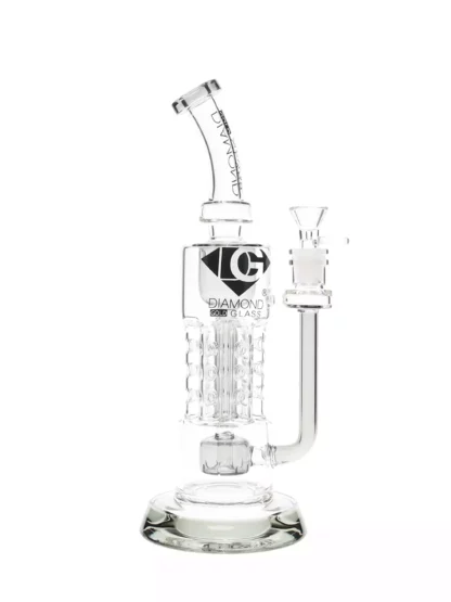 11 Julius Diffuser Perc Dab Rig by Diamond Glass Smoke Black