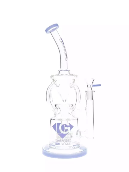 12 Recycler With Matrix Showerhead Perc Dab Rig by Diamond Glass Milk blue
