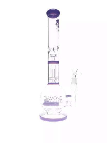 16 OG Double In-Line Showerhead Perc Water Pipe by Diamond Glass Violet