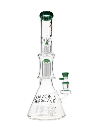 18 Sea Mine Double Tree Perc Water Pipe by Diamond Glass