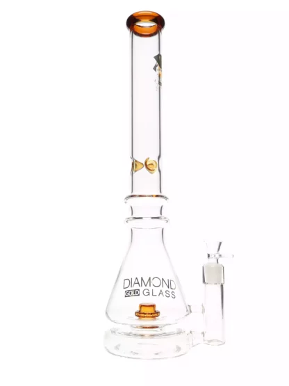 20" Hybrid Reverse Showerhead Water Pipe by Diamond Glass gold