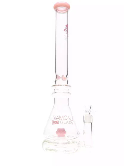 20" Hybrid Reverse Showerhead Water Pipe by Diamond Glass pink