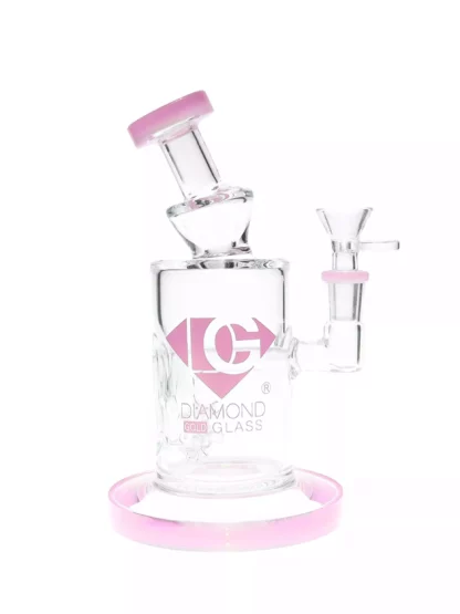9 Mini Mine Perc Dab Rig by Diamond Glass Pink