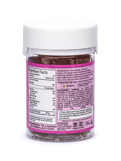 Berry melon lifter galaxy treats moon babies D9 THC gummies 200mg Back