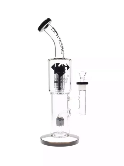 14" Diow XL Double Tree Perc Water Pipe by Diamond Glass Black