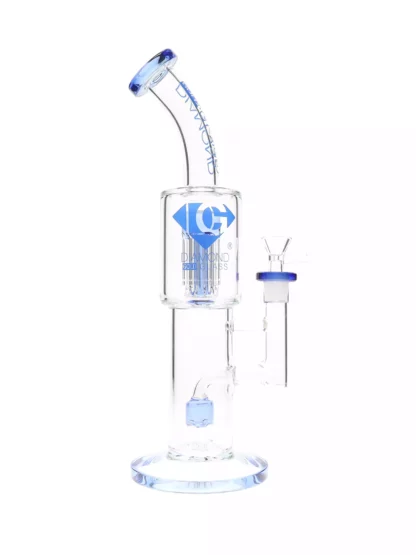 14" Diow XL Double Tree Perc Water Pipe by Diamond Glass Blue