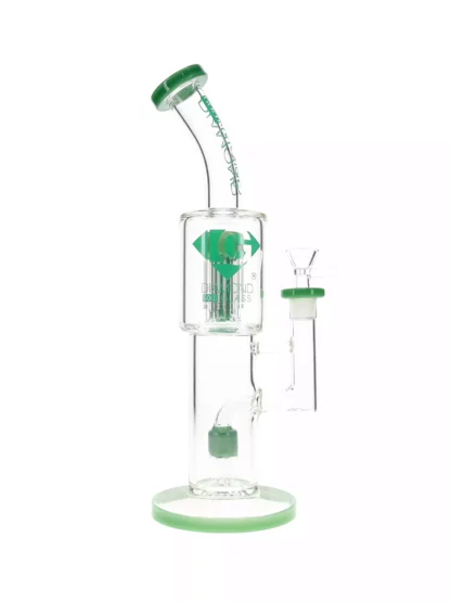 14" Diow XL Double Tree Perc Water Pipe by Diamond Glass Teal