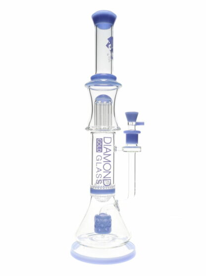 18" Triple Threat Cheese Perc Water Pipe by Diamond Glass Milk Blue