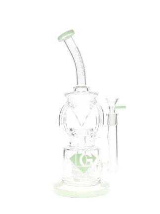 12" Recycler With Matrix Showerhead Perc Dab Rig by Diamond Glass Milk Green
