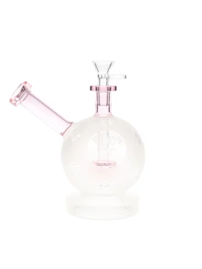 7" Snowball Marshmallow Perc Dab Rig by Diamond Glass Pink