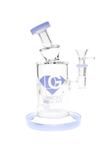 9" Mini Mine Perc Dab Rig by Diamond Glass Milk Blue