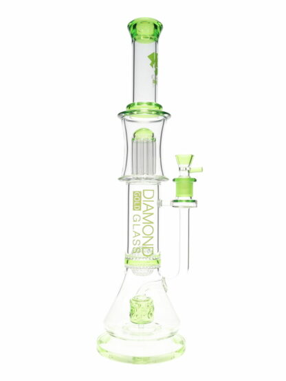 18" Triple Threat Cheese Perc Water Pipe by Diamond Glass Green
