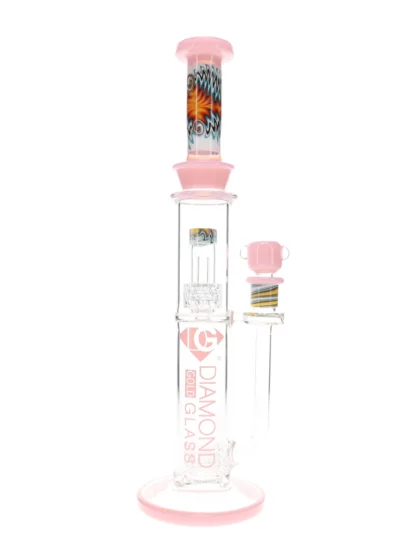 16" Wig Wag Matrix Showerhead Water Pipe by Diamond Glass Pink