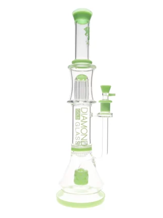 18" Triple Threat Cheese Perc Water Pipe by Diamond Glass S-Green
