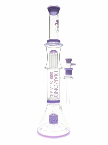 18" Triple Threat Cheese Perc Water Pipe by Diamond Glass Violet