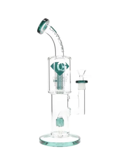 14" Diow XL Double Tree Perc Water Pipe by Diamond Glass Jade