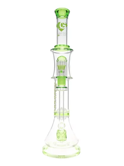 18" Triple Threat Cheese Perc Water Pipe by Diamond Glass Green side