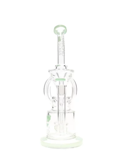12" Recycler With Matrix Showerhead Perc Dab Rig by Diamond Glass milk green side