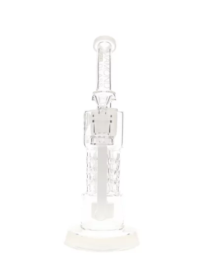 11" Julius Diffuser Perc Dab Rig by Diamond Glass white side