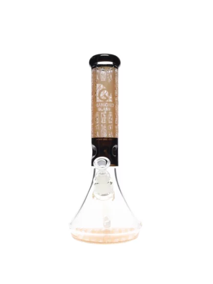 12" Glyph No Perc Beaker Bong by Diamond Glass Gold side