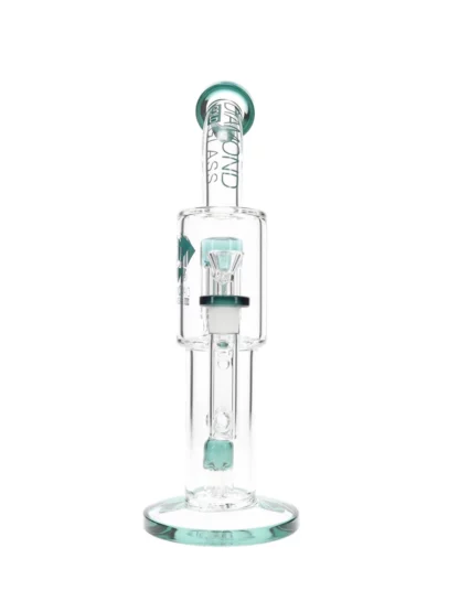 14" Diow XL Double Tree Perc Water Pipe by Diamond Glass Jade side