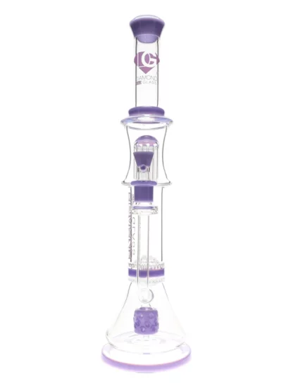18" Triple Threat Cheese Perc Water Pipe by Diamond Glass Violet side