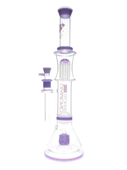 18" Triple Threat Cheese Perc Water Pipe by Diamond Glass Violet back