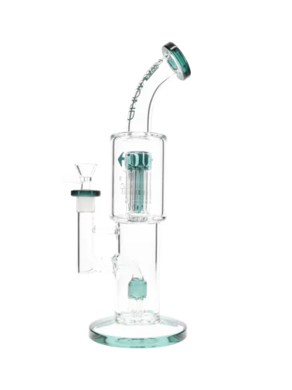 14" Diow XL Double Tree Perc Water Pipe by Diamond Glass Jade back